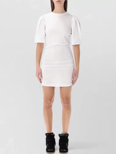 Isabel Marant Étoile Mini Dress Fitted Silhouette Puff Sleeves In White