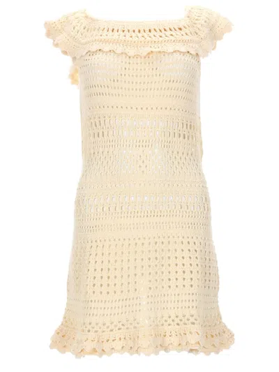 Isabel Marant Étoile Zoa Crocheted Cotton-blend Mini Dress In Neutral