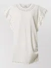 Isabel Marant Étoile Orlane Eyelet Ruffle-sleeve Mini T-shirt Dress In White