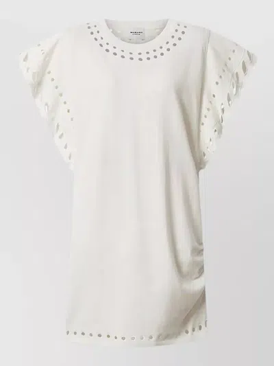 Isabel Marant Étoile Orlane Eyelet Ruffle-sleeve Mini T-shirt Dress In White