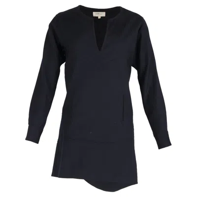 Isabel Marant Étoile Mini Long Sleeve Dress In Navy Blue Wool In Black
