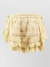 Isabel Marant Étoile Mini Skirt Eyelet Lace Ruffles Tassels In Brown