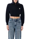 Isabel Marant Étoile Oxane Logo Embroidered Cropped Cardigan In Blue