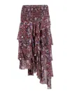 Isabel Marant Étoile Brigitte Smocked Waist Tiered Chiffon Midi Skirt In Multi