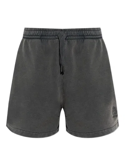 Isabel Marant Étoile Miranae Drawstring Embroidered Shorts In Gray