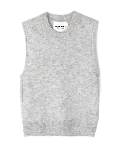 Isabel Marant Étoile Mélange-effect Fine-knit Vest In Gray