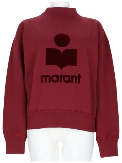 Isabel Marant Étoile Moby Cropped Velvet Logo Cotton-blend Sweatshirt In Red