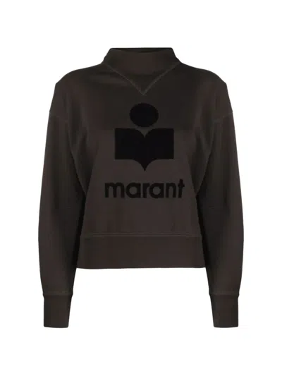 Isabel Marant Étoile Moby Flocked-logo Sweatshirt In Brown