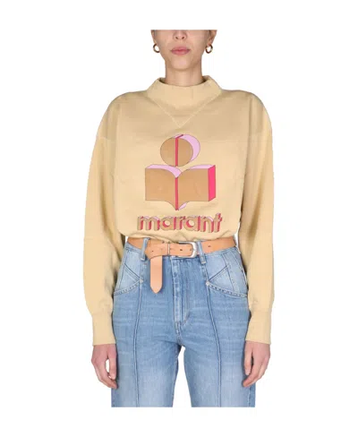 Isabel Marant Étoile Moby High-necked Flocking Logo Sweater In Nude
