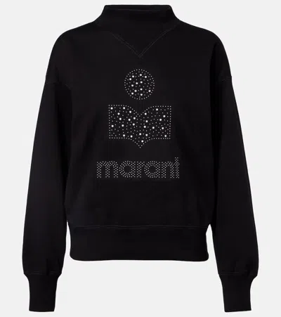 Isabel Marant Étoile Moby Logo Cotton-blend Fleece Sweatshirt In Black