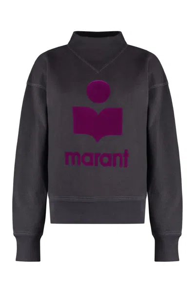 Isabel Marant Étoile Moby Logo Detail Cotton Sweatshirt In Prune