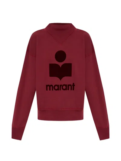 Isabel Marant Étoile Moby Cropped Velvet Logo Cotton-blend Sweatshirt In Red