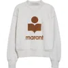 Isabel Marant Étoile Moby Mock Neck Logo Graphic Sweatshirt In Ecru/camel