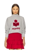 Isabel Marant Étoile Moby Flocked Cotton-blend Jersey Sweatshirt In 灰色&红色