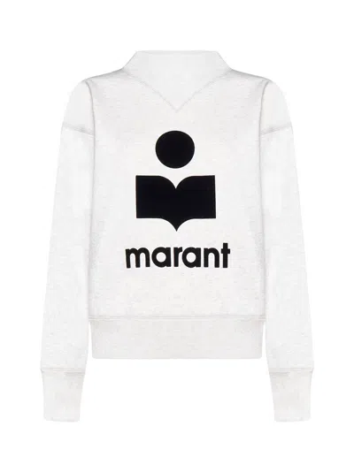 Isabel Marant Étoile Moby-ga Cotton Sweatshirt With Front Printed Logo In Gray