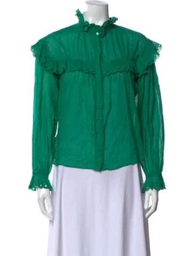 Pre-owned Isabel Marant Étoile Mock Neck Long Sleeve Blouse In Green