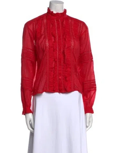 Pre-owned Isabel Marant Étoile Mock Neck Long Sleeve Blouse In Red