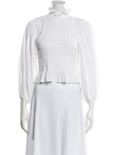 Pre-owned Isabel Marant Étoile Mock Neck Long Sleeve Blouse In White