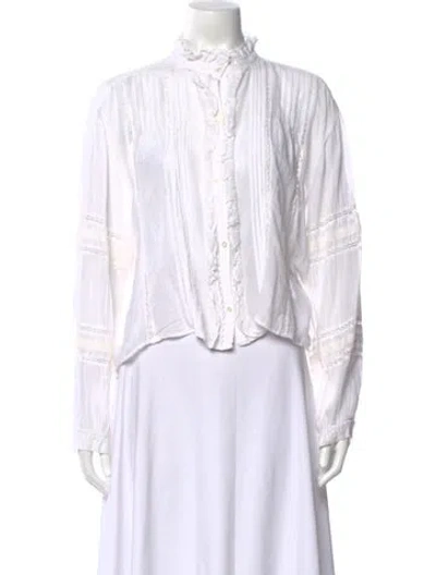 Pre-owned Isabel Marant Étoile Mock Neck Long Sleeve Blouse In White