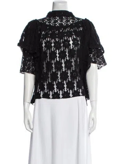 Pre-owned Isabel Marant Étoile Mock Neck Short Sleeve Blouse In Black