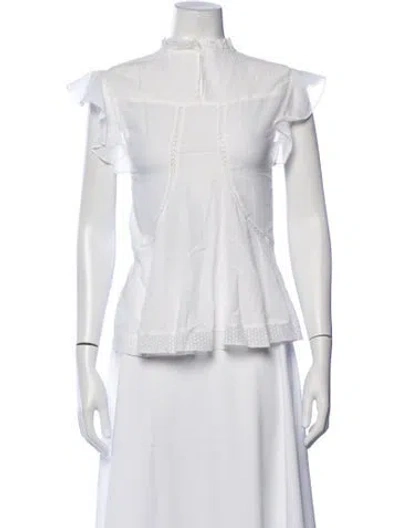 Pre-owned Isabel Marant Étoile Mock Neck Short Sleeve Blouse In White
