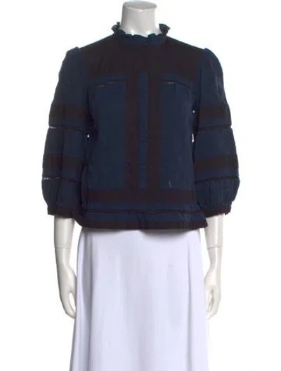 Pre-owned Isabel Marant Étoile Mock Neck Three-quarter Sleeve Sweatshirt In Blue