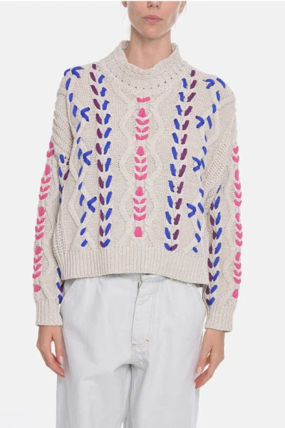Isabel Marant Etoile Mock Neck Zola Sweater With Macrame Detailings In Multi