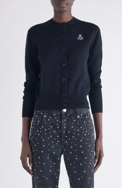 Isabel Marant Étoile Mona Embroidered Cardigan In Black
