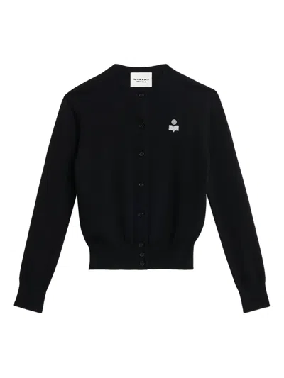 Isabel Marant Étoile Mona Embroidered Cardigan In Black