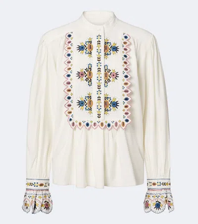 Isabel Marant Étoile Monique Embroidered Linen-blend Blouse In White