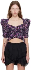 Isabel Marant Étoile Isabel Marant Etoile Printed Cotton Galaror Top In Mipk Midnight/pink