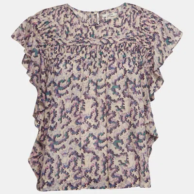 Pre-owned Isabel Marant Étoile Multicolor Printed Cotton Ruffled Ilayona Top M
