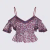 Isabel Marant Étoile Gurava Cold-shoulder Floral Cropped Top In Purple