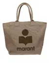Isabel Marant Étoile Muted Beige Cotton Tote Bag With Bold Logo In Brown