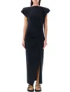 Isabel Marant Étoile Short Sleeve Cotton Dress With Front Split In Black
