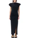 Isabel Marant Étoile Short Sleeve Cotton Dress With Front Split In Black