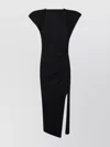 Isabel Marant Étoile Fitted Midi Dress With Structured Cap Sleeves In Black