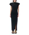 Isabel Marant Étoile Short Sleeve Cotton Dress With Front Split In Black