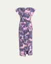 Isabel Marant Étoile Nadela Short-sleeve Gathered Midi Dress In Purplelilac