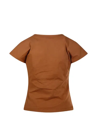 Isabel Marant Étoile Nadrine Twisted-front V-neck T-shirt In Brown