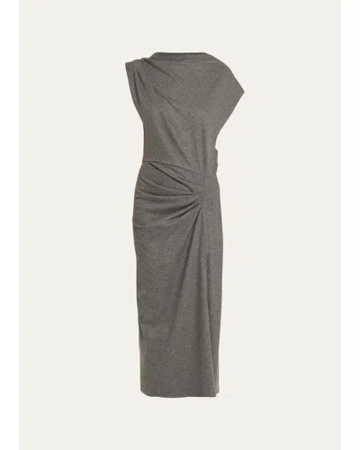 Isabel Marant Étoile Naerys Asymmetric Knit Midi Dress In Grey