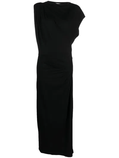 Isabel Marant Étoile Cowl-neck Side-drape Maxi Dress In Black  