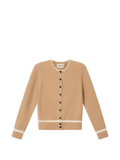 Isabel Marant Étoile Naia Scallop Trim Alpaca Blend Cardigan In Brown