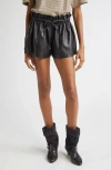 Isabel Marant Étoile Naline Paperbag Waist Faux Leather Shorts In Animal Print