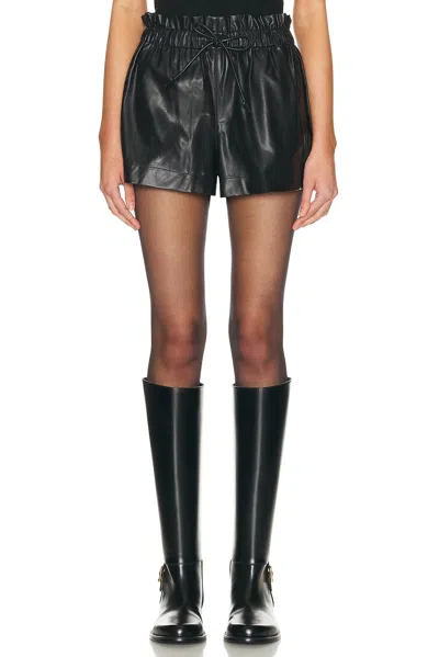 Isabel Marant Étoile Naline Paperbag Waist Faux Leather Shorts In Animal Print