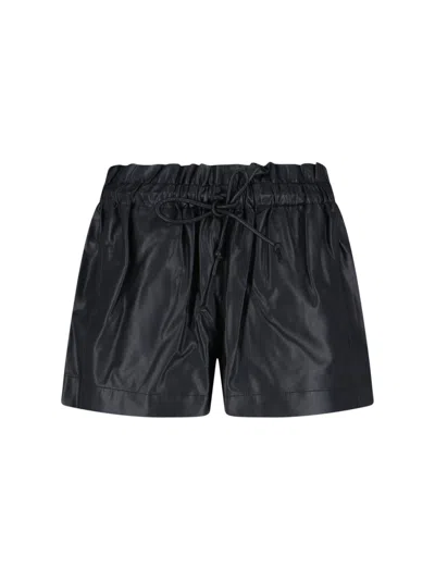 Isabel Marant Etoile Women 'naline' Black Shorts With Drawstring Elastic Waist In Ecoleather Woman
