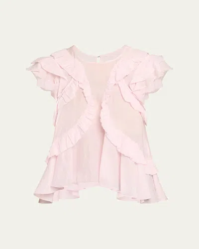 Isabel Marant Étoile Nalou Ruffled Cotton Voile Blouse In Pink