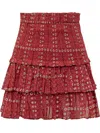 Isabel Marant Étoile 'naomi' Red Ruffled Skirt With Elastic Waist And All-over Print In Red