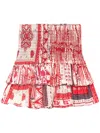 Isabel Marant Étoile Naomi Smocked Tiered Ruffle Miniskirt In Red