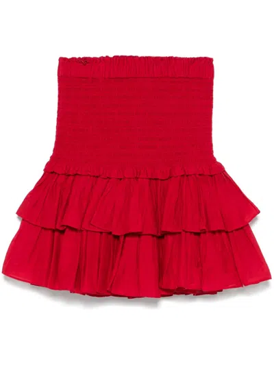 Isabel Marant Étoile Naomi Cotton-blend Tiered Miniskirt In Red